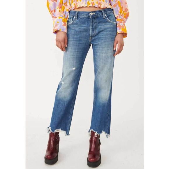 Free People Maggie Mid Rise Straight-Leg Jeans NWT Size 28 - Picture 1 of 11